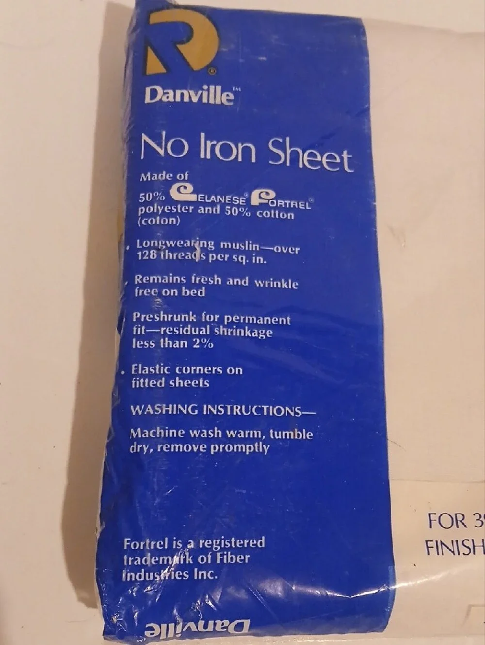 Vintage Dan River White Twin Flat Sheet with Blue Accent Packaging